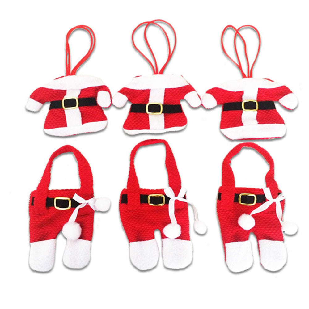 Set of 12 Christmas Knife Fork Holder - Santa Claus Jacket+Pants