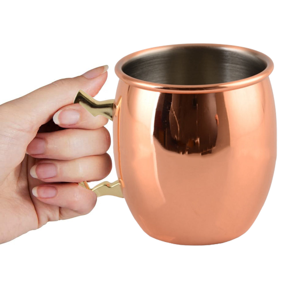 4 X Smooth and Hammered Moscow Mule Stainless Steel Copper Finished Mugs Ice Cold Drinking Cups