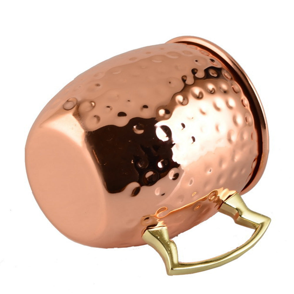 2 X Hammered Moscow Mule Stainless Steel Copper Finished Mugs Ice Drinking Cups