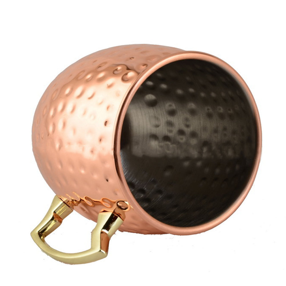 2 X Hammered Moscow Mule Stainless Steel Copper Finished Mugs Ice Drinking Cups