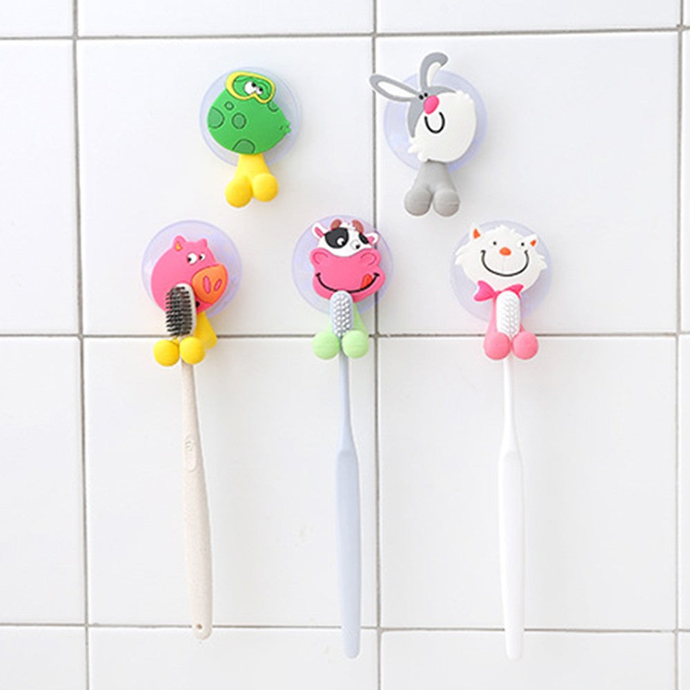 5 X Cute Cartoon Toothbrush Holder with Suction Mounts