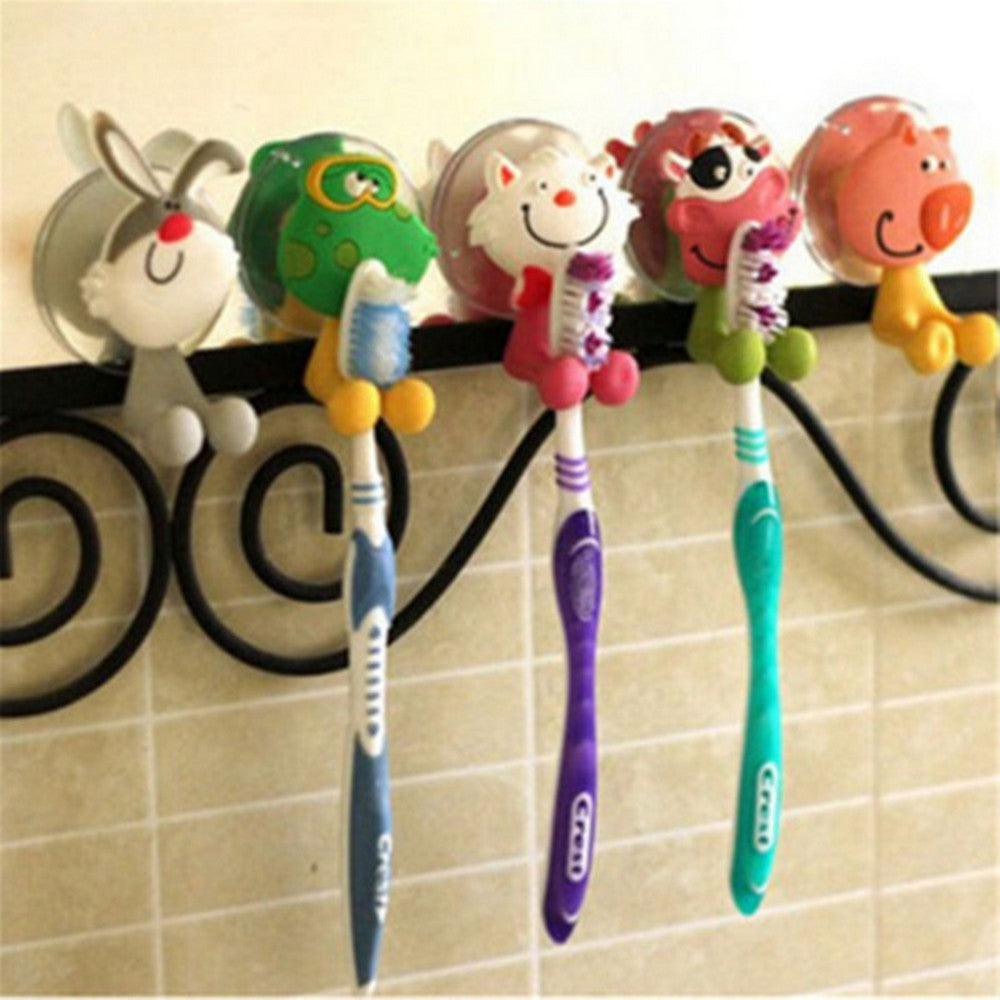 5 X Cute Cartoon Toothbrush Holder with Suction Mounts
