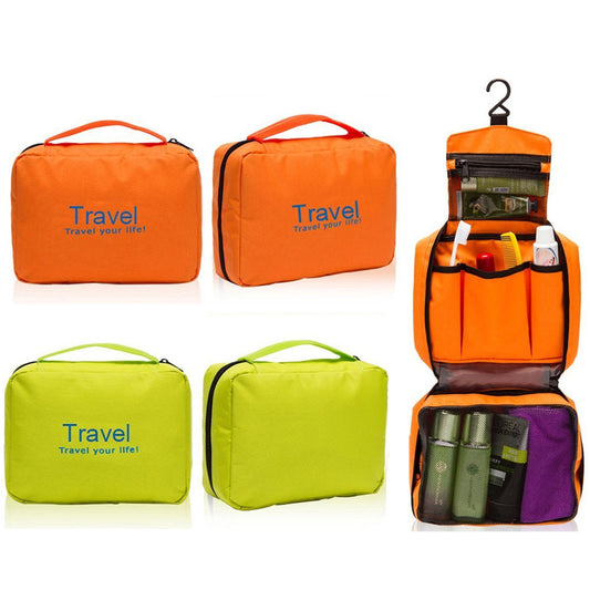 2 X Hanging Travel Toiletry Bag Green Orange