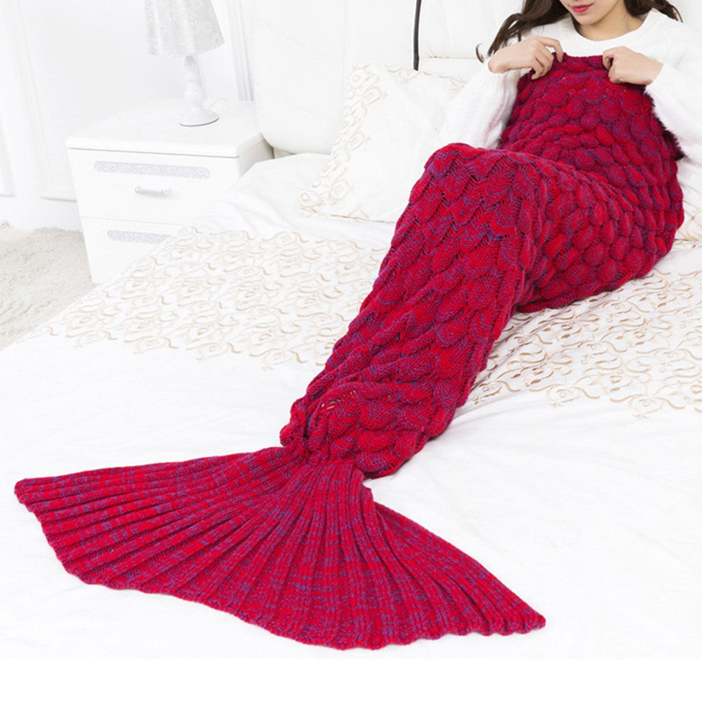 195x95cm Adult Mermaid Tail Style Blanket Red