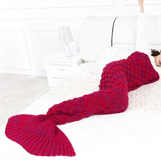 195x95cm Adult Mermaid Tail Style Blanket Red