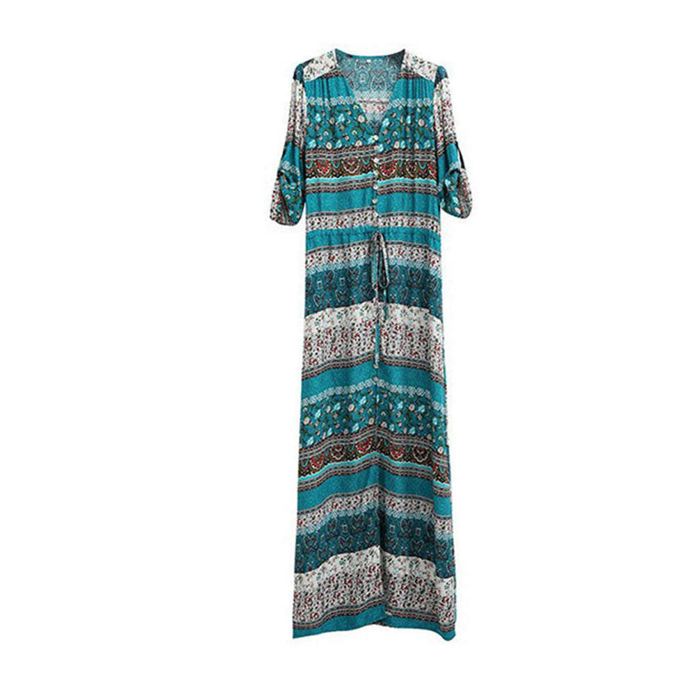 Women Boho Long Maxi Dress Green