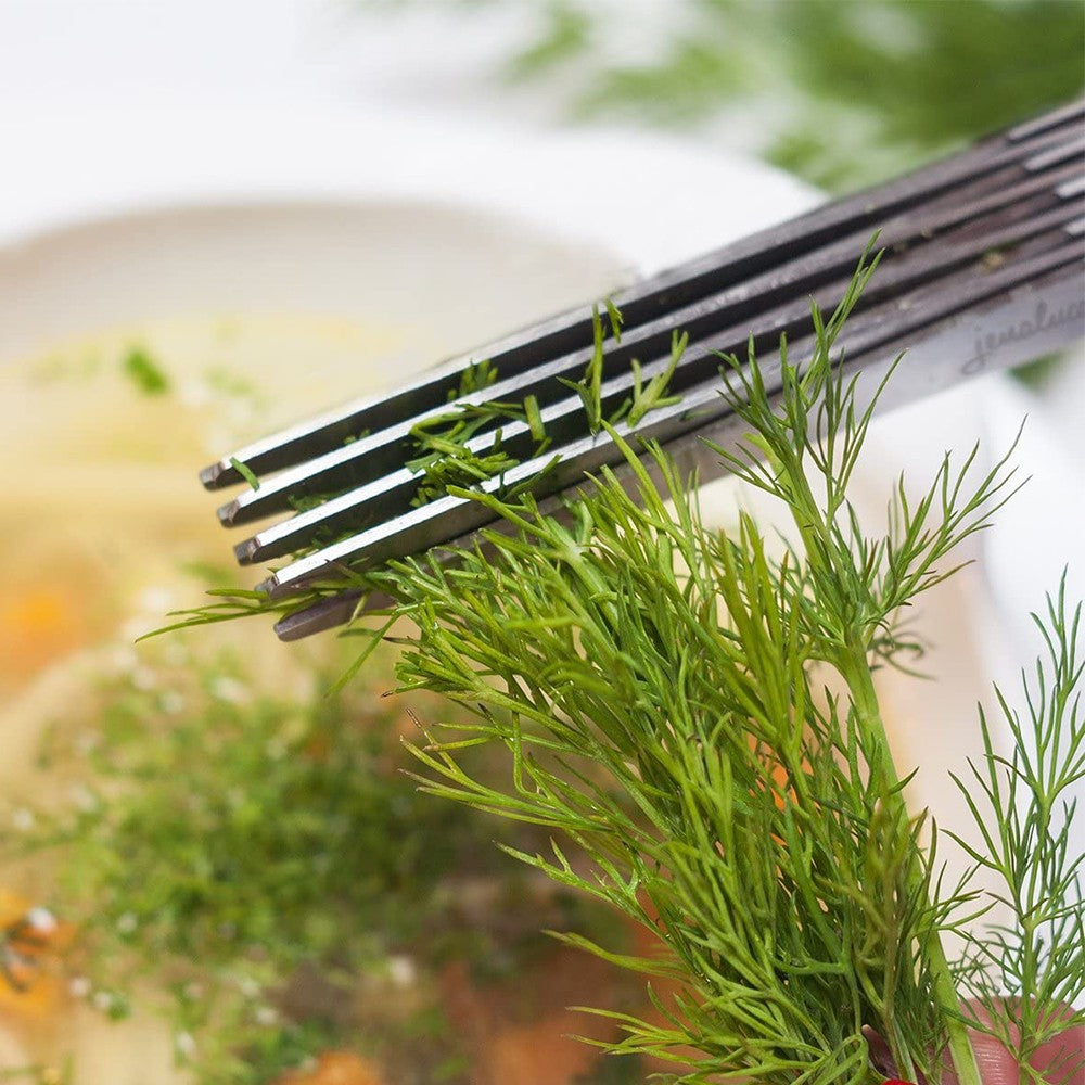 1 X Multipurpose 5-Blade Herb Scissors Stainless Steel Kitchen Shears Cutting Shredding Tool with Cleaning Comb