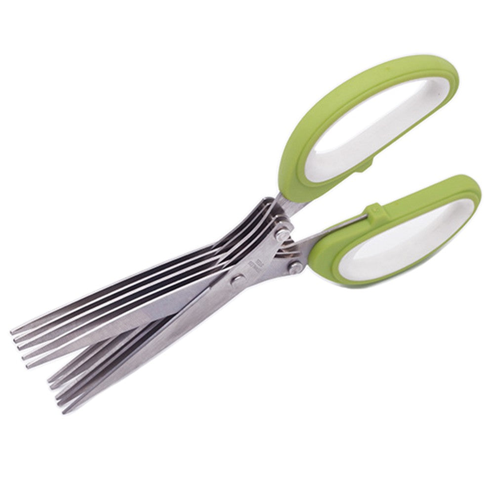 1 X Multipurpose 5-Blade Herb Scissors Stainless Steel Kitchen Shears Cutting Shredding Tool with Cleaning Comb