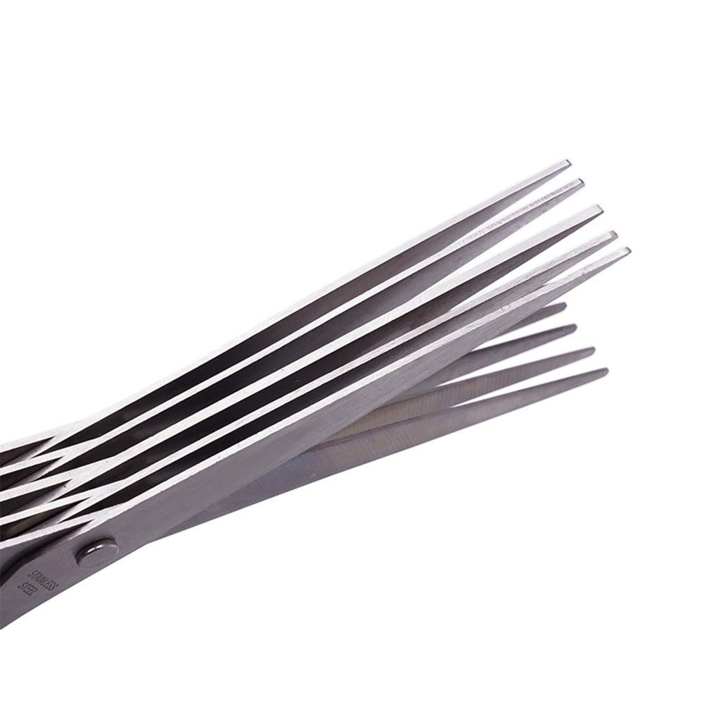 2 X Multipurpose 6-Blade Herb Scissors Stainless Steel Kitchen Shears Cutting Shredding Tool with Cleaning Comb