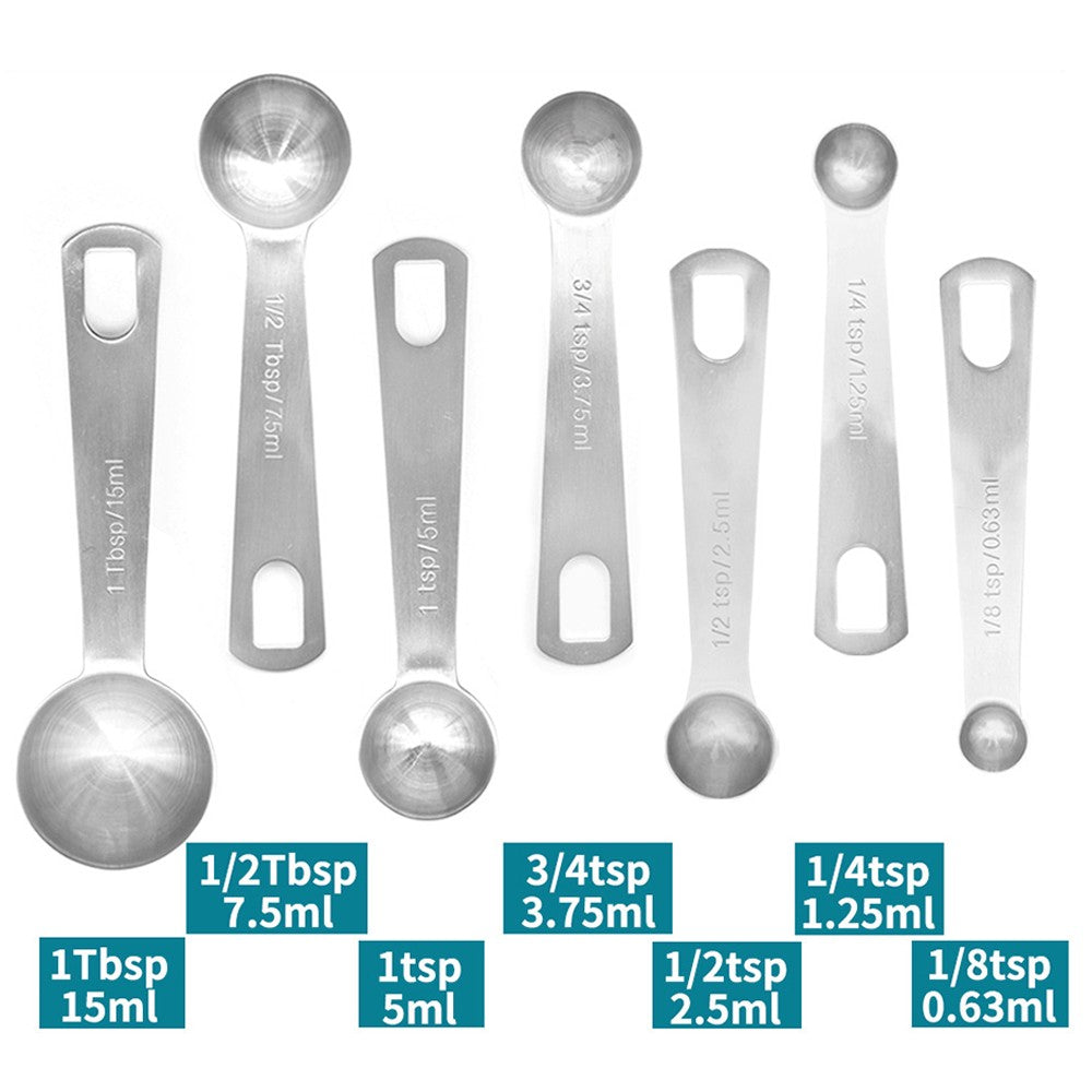 Set of 7Pcs Stainless Steel Measuring Spoon