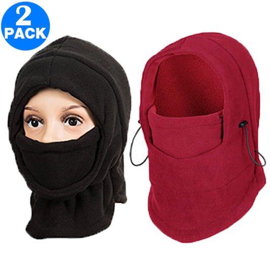 2 Pack Unisex Winter Windproof Hats Black and Wine Red