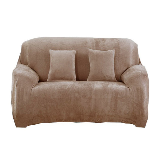 Two Seaters Fleeced Sofa Cover Camel