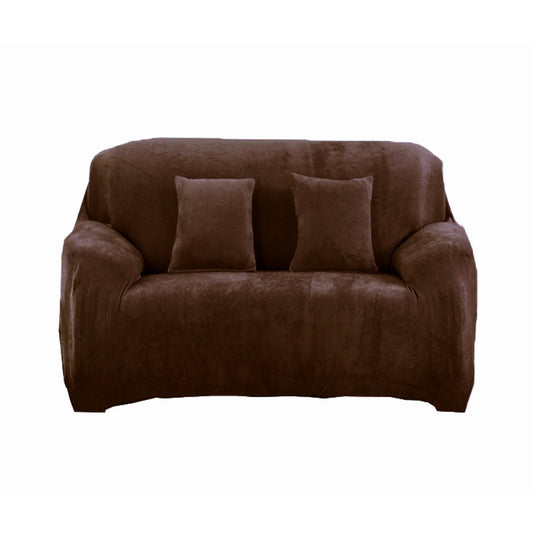 Two Seaters Fleeced Sofa Cover Coffee