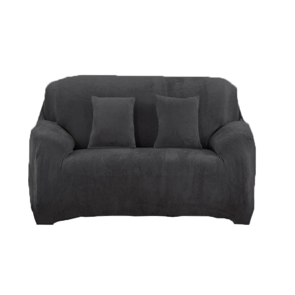 Two Seaters Fleeced Sofa Cover Dark Grey