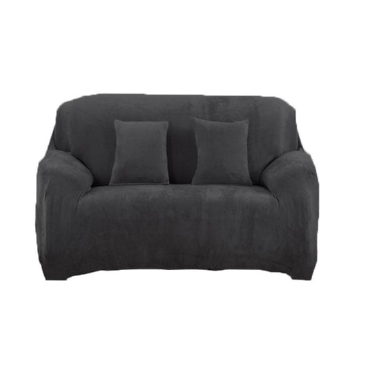 Two Seaters Fleeced Sofa Cover Dark Grey