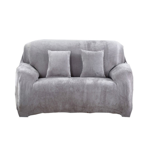 Two Seaters Fleeced Sofa Cover Light Grey