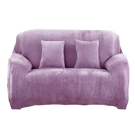 Two Seaters Fleeced Sofa Cover Purple