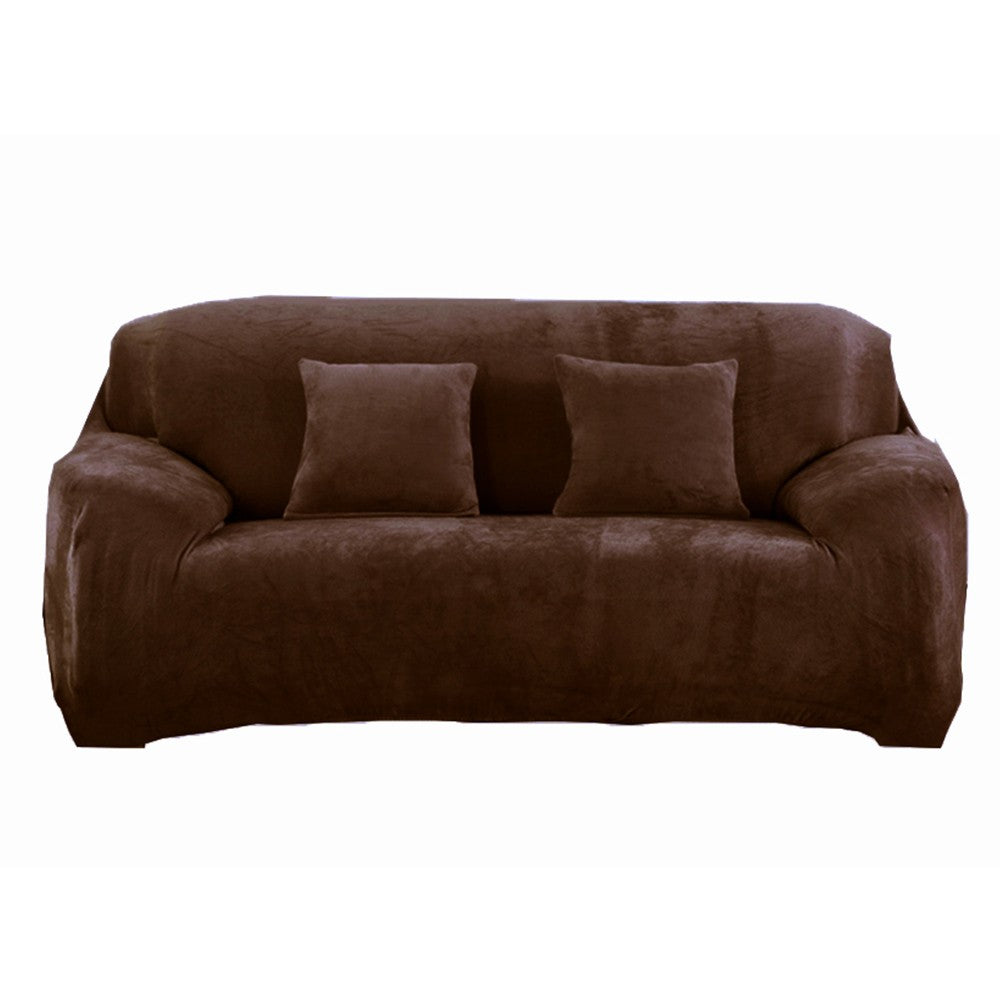 Three Seaters Fleeced Sofa Cover Coffee