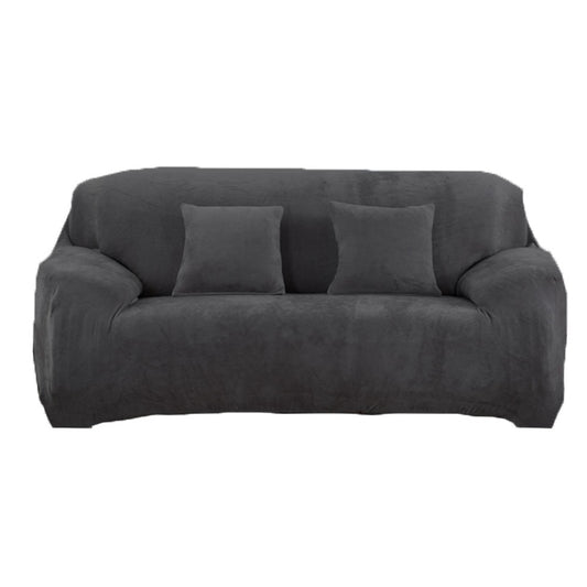 Three Seaters Fleeced Sofa Cover Dark Grey