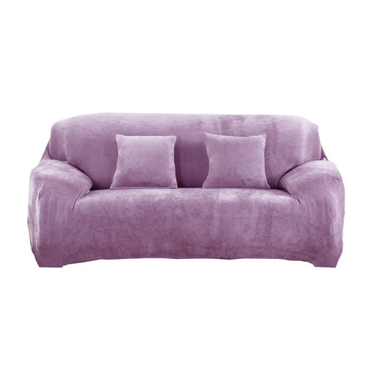 Three Seaters Fleeced Sofa Cover Purple