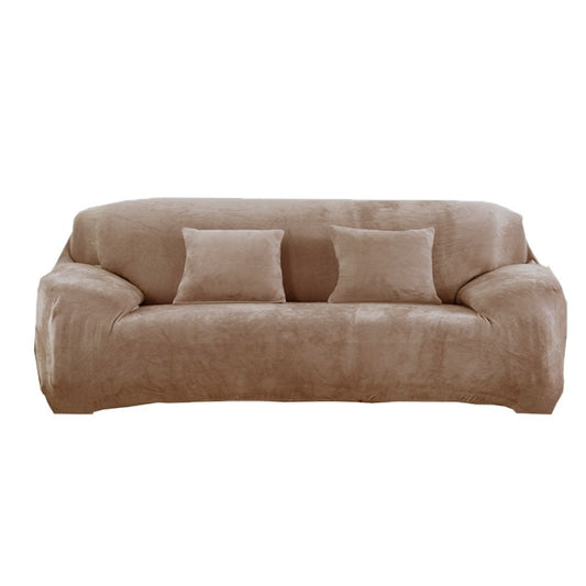 Four Seaters Fleeced Sofa Cover Camel