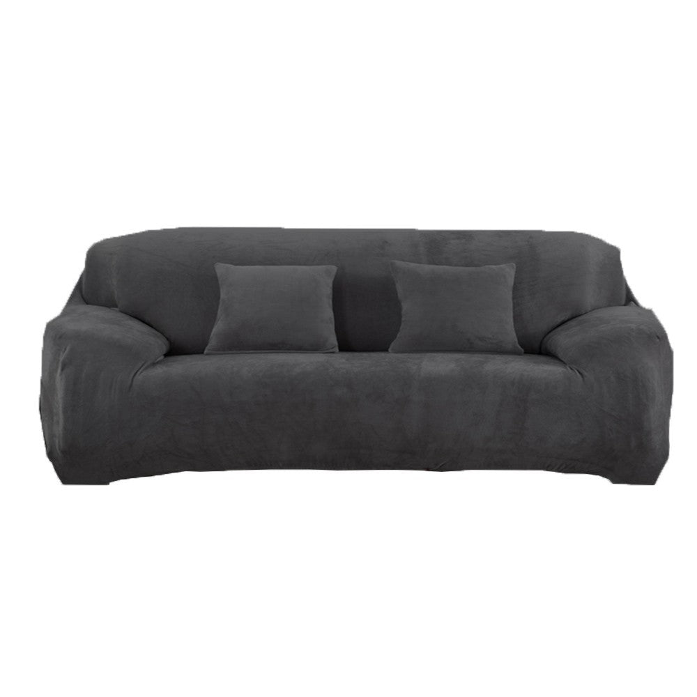 Four Seaters Fleeced Sofa Cover Dark Grey