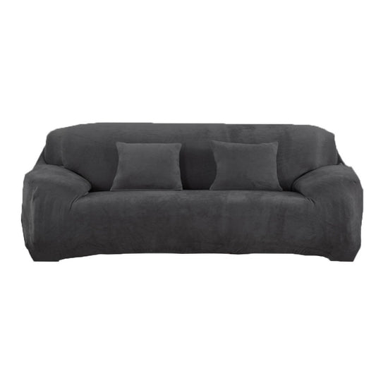 Four Seaters Fleeced Sofa Cover Dark Grey