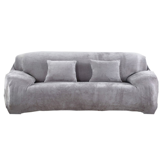 Four Seaters Fleeced Sofa Cover Light Grey