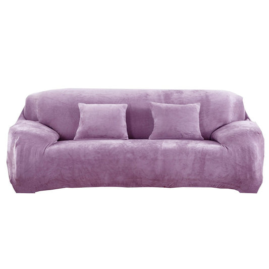 Four Seaters Fleeced Sofa Cover Purple