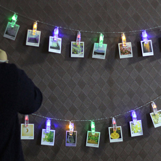 4X Home Decor Battery-Operated 10 LED Peg Clip String Lights