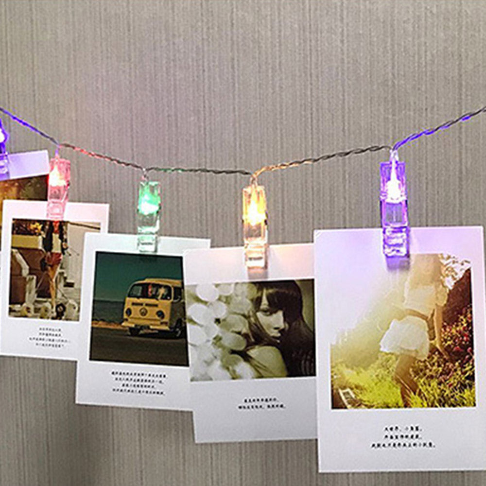 4X Home Decor Battery-Operated 10 LED Peg Clip String Lights