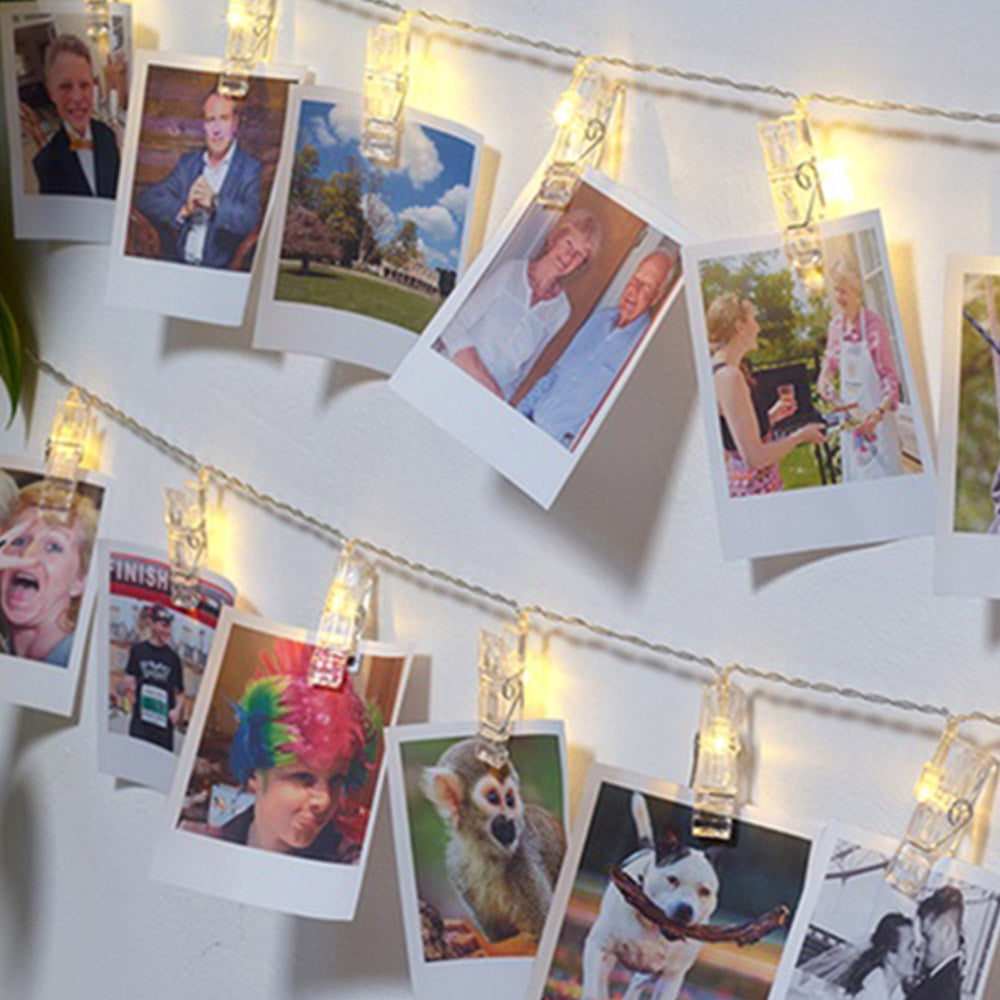 2X Home Decor Battery-Operated 10 LED Peg Clip String Lights