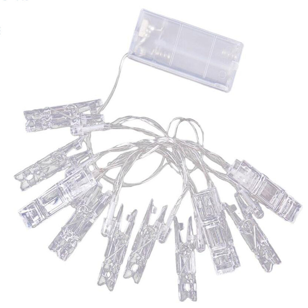 2X Home Decor Battery-Operated 10 LED Peg Clip String Lights