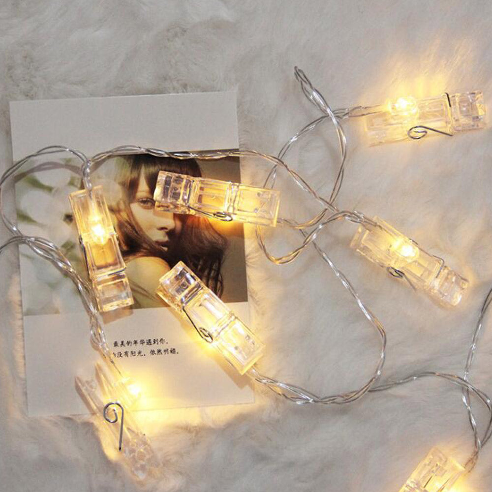 2X Home Decor Battery-Operated 10 LED Peg Clip String Lights