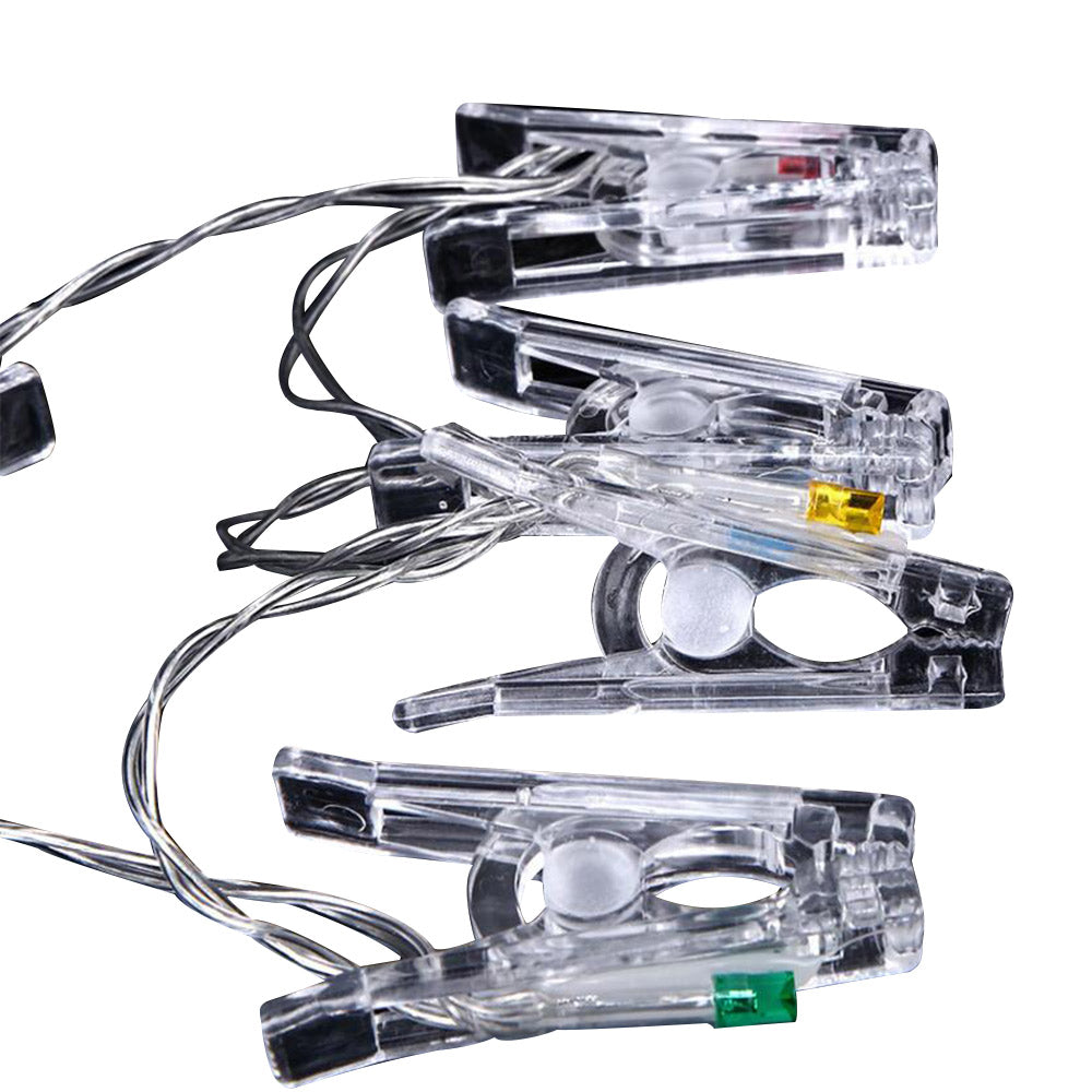 4X Home Decor Battery-Operated 10 LED Peg Clip String Lights