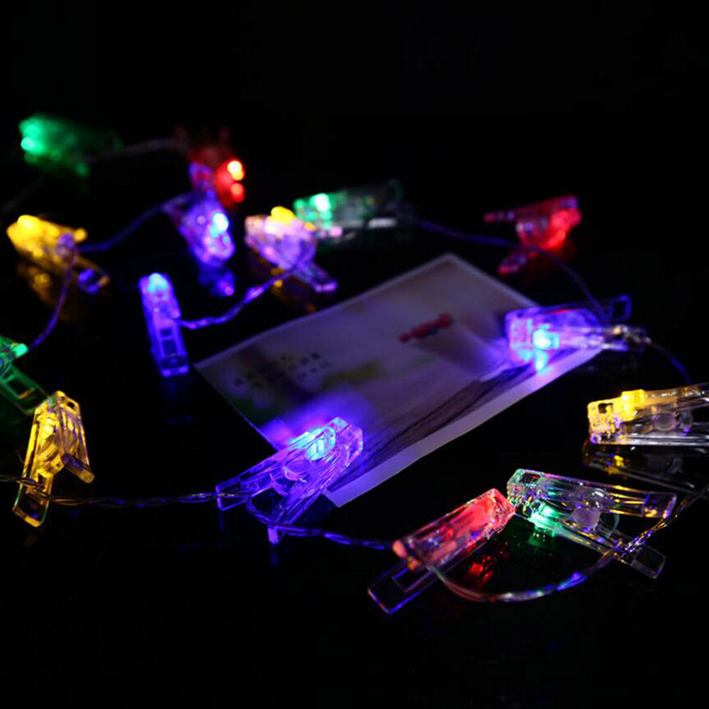 4X Home Decor Battery-Operated 10 LED Peg Clip String Lights