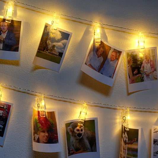 2X Home Decor Battery-Operated 10 LED Peg Clip String Lights