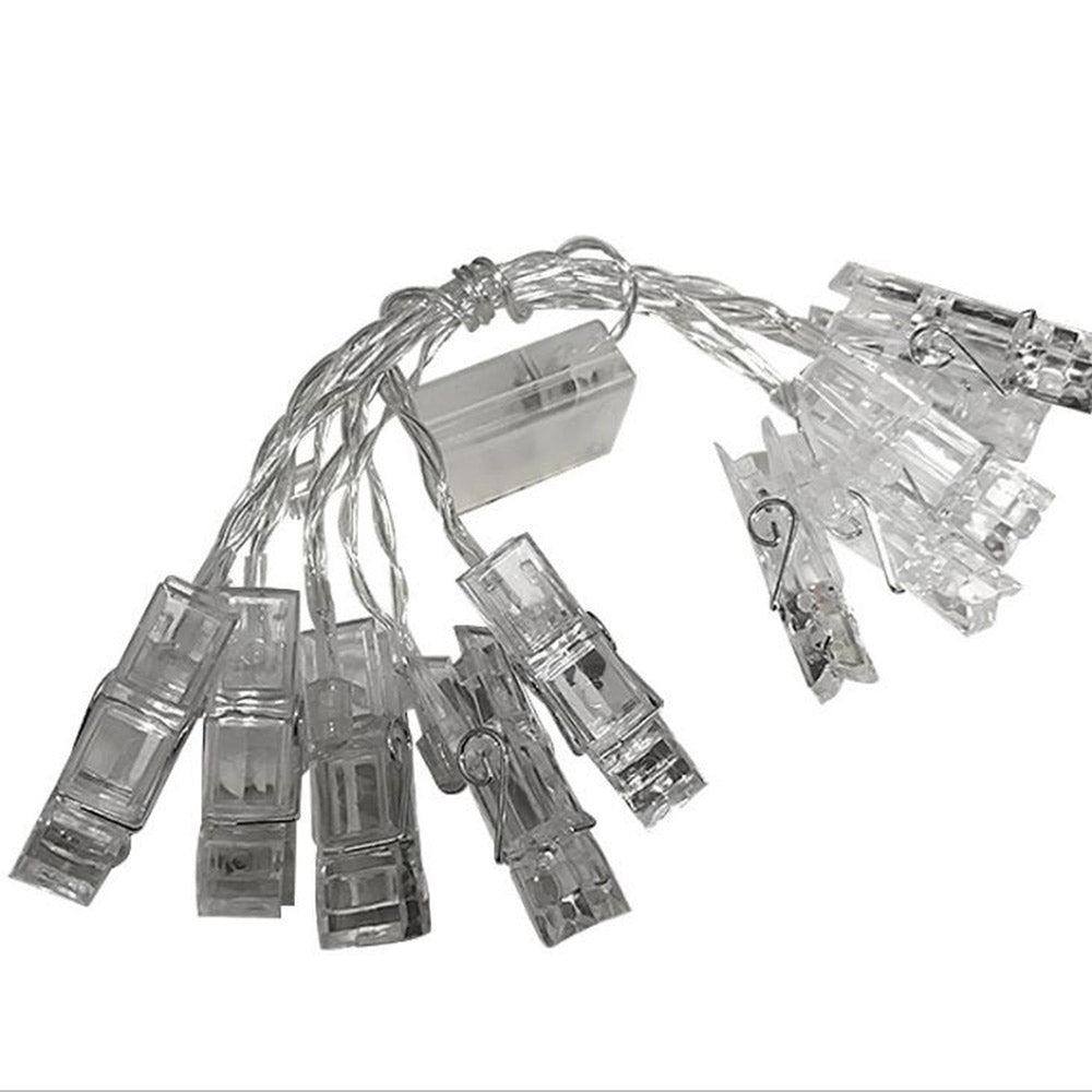 2X Home Decor Battery-Operated 10 LED Peg Clip String Lights