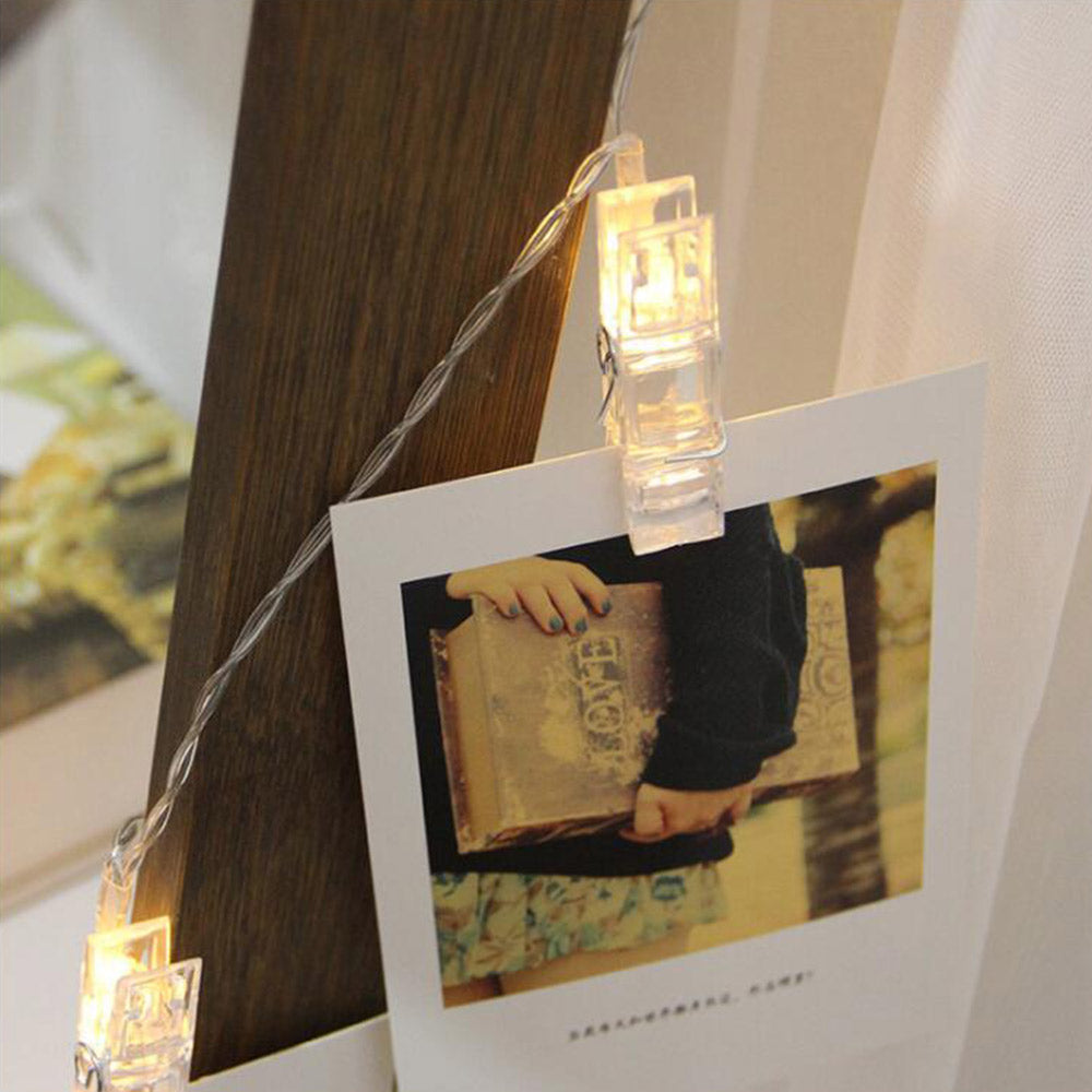 2X Home Decor Battery-Operated 10 LED Peg Clip String Lights