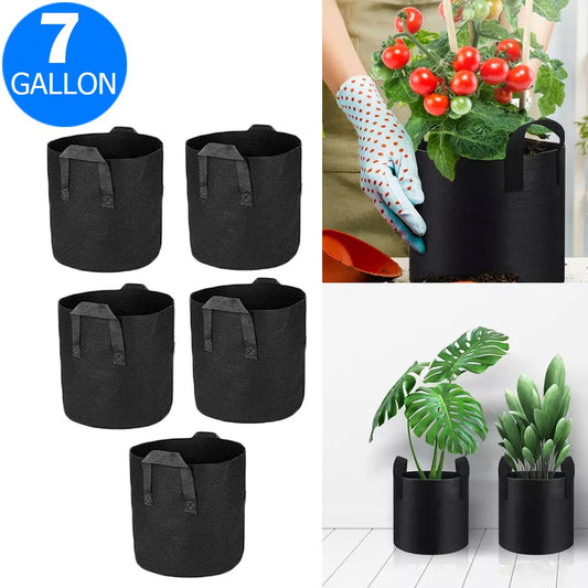 5X 7 Gallon Garden Plant Grow Bags Non-woven Fabric Bag Food Fruit Vegetable Storage Bags