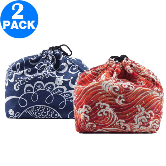 2 X Japanese Style Canvas Lunch Bags Style 1 Style 3
