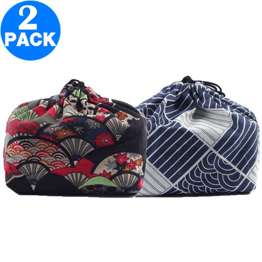2 X Japanese Style Canvas Lunch Bags Style 2 Style 4