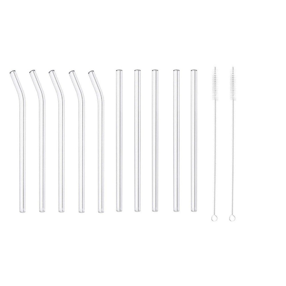 24Pcs Clear Glass Straw Set