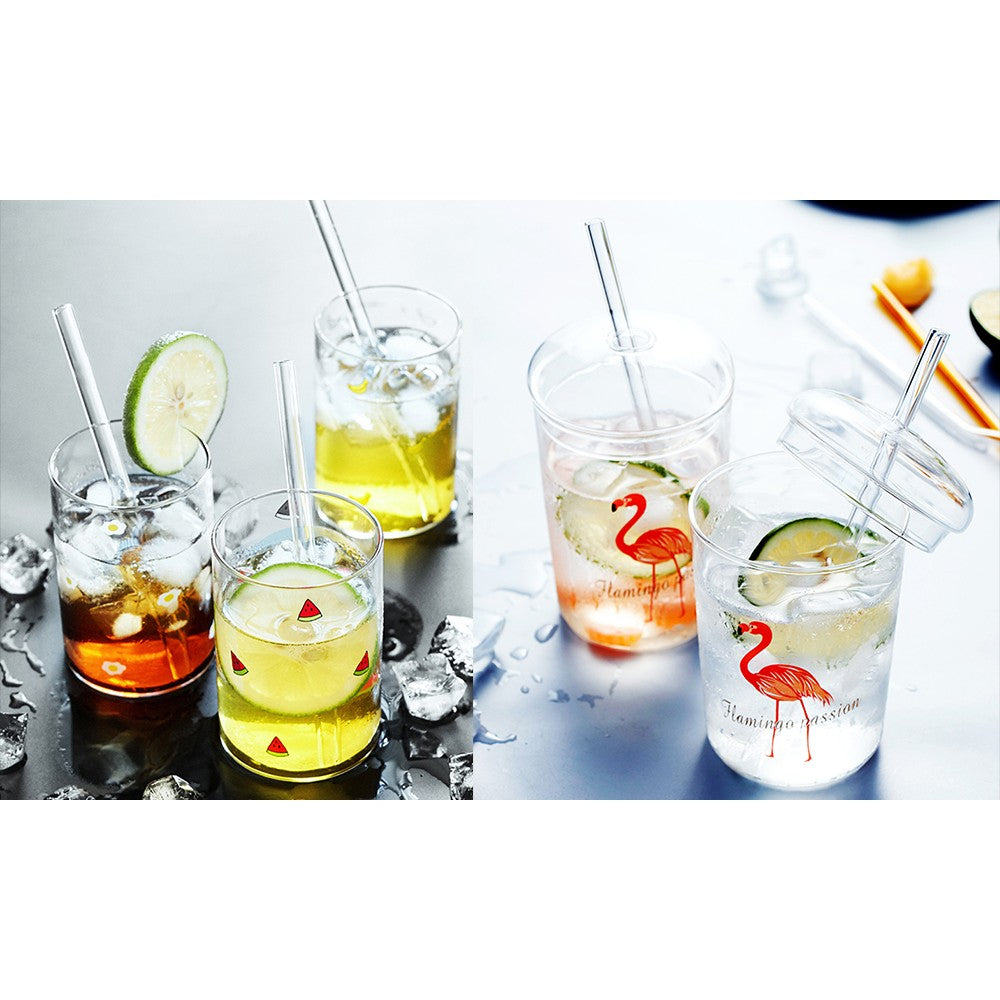 24Pcs Clear Glass Straw Set