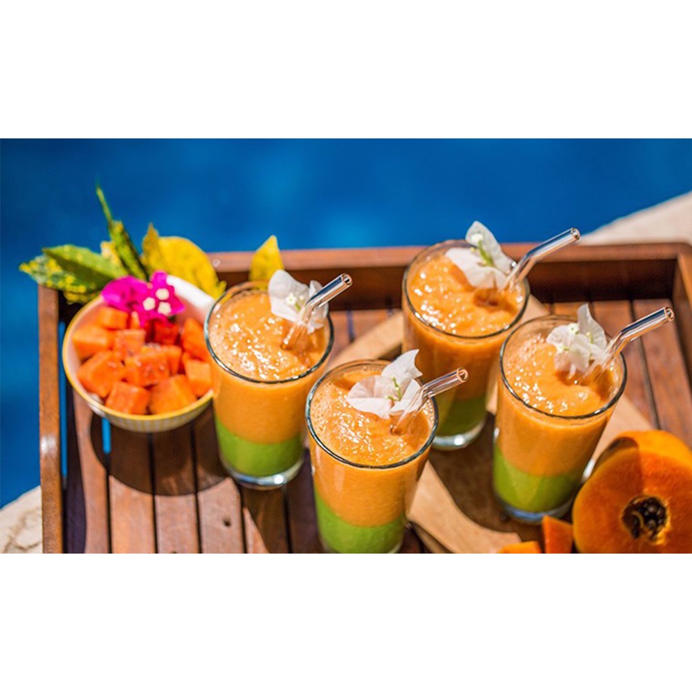 24Pcs Clear Glass Straw Set