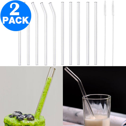 24Pcs Clear Glass Straw Set