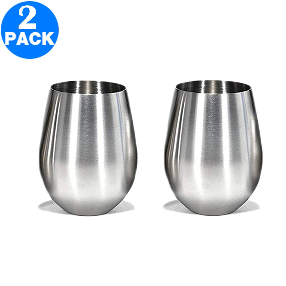 2 X 18oz Stainless Steel Stemless Wine Glasses