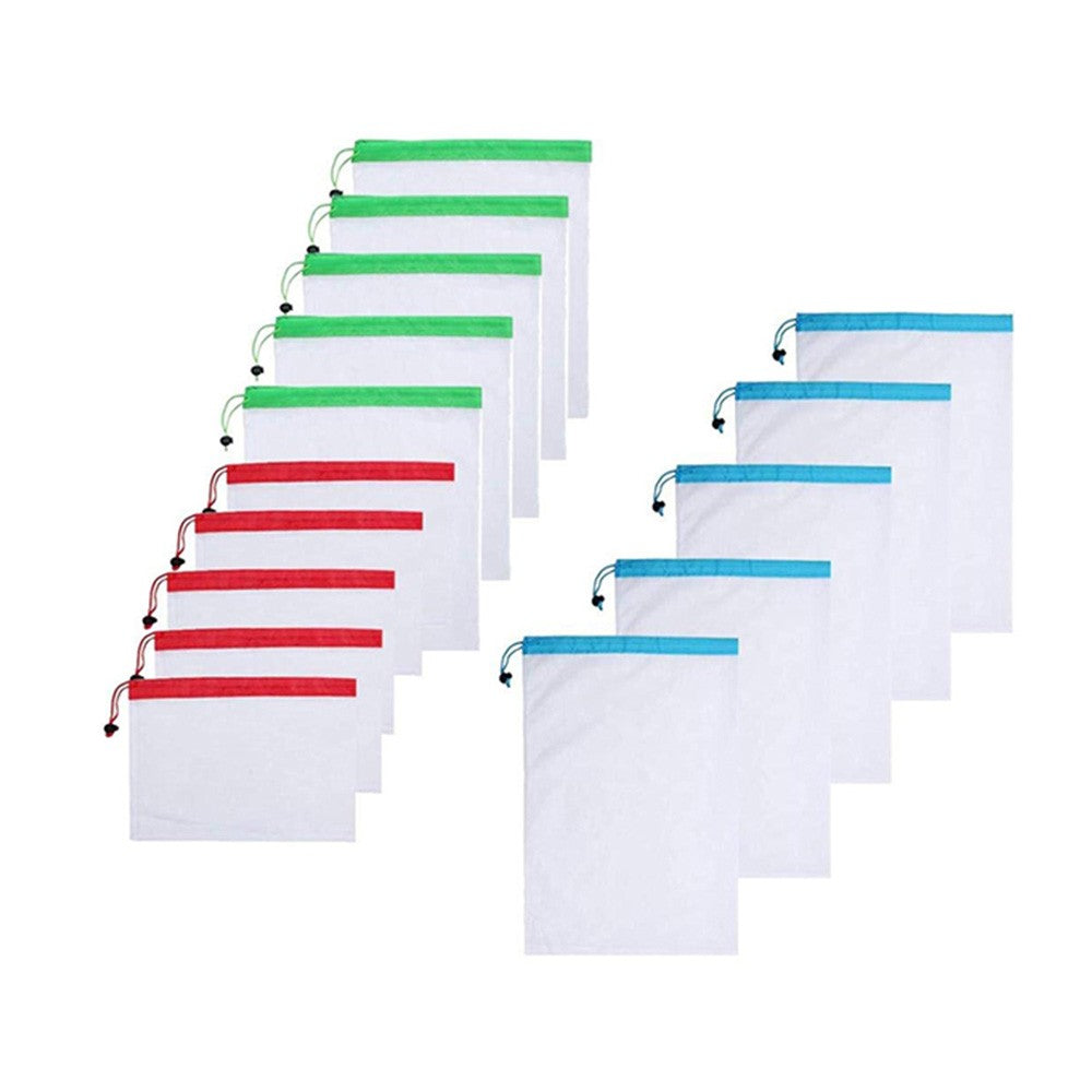 15Pcs Reusable Grocery Fruit Vegetable Mesh Shopping Bags