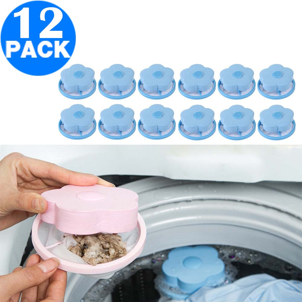 12 X Reusable Washing Machine Floating Lint Mesh Bags Random Colour