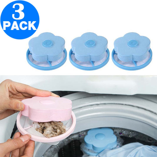3 X Reusable Washing Machine Floating Lint Mesh Bags Random Colour